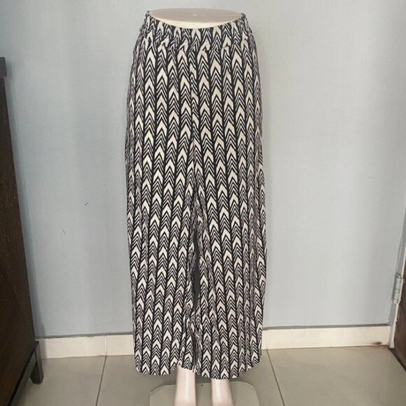 Wide Leg Elastic Waist Full Length Casual Pants Geometric Print Size Large Flowy - Picture 2 of 7